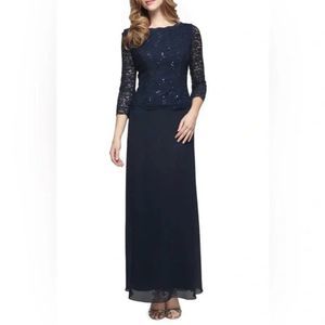 Sparkle Navy Lace Gown